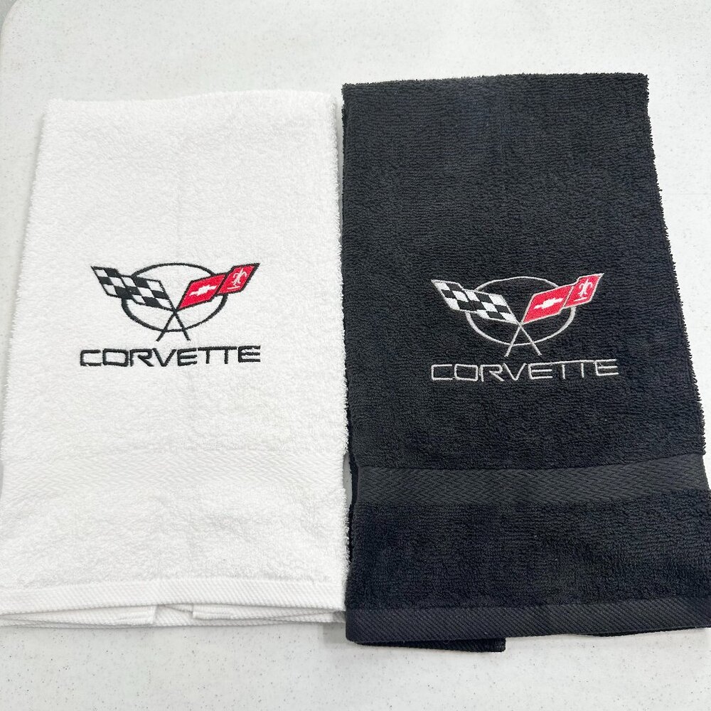 Chevy Corvette Towels Embroidered Hand Towel Set C5 C6 Vette Bathroom Home Decor
